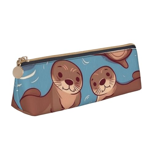 STVYUKL Federmäppchen mit süßem braunem Ottermotiv, stilvolles Federmäppchen mit Reißverschluss, Kosmetiktasche aus Leder für Arbeit, Büro STVYUKL Federmäppchen mit süßem braunem Ottermotiv, stilvolles Federmäppchen mit Reißverschluss, Kosmetiktasche aus Leder für Arbeit, Büro von STVYUKL