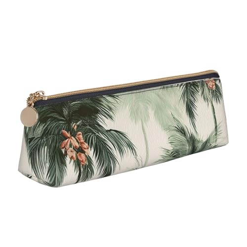STVYUKL Federmäppchen mit tropischen Palmen, stilvolles Federmäppchen, schlankes Federmäppchen mit Reißverschluss, Kosmetiktasche aus Leder für Arbeit, Büro von STVYUKL
