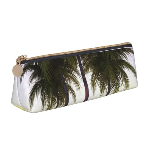 STVYUKL Federmäppchen mit tropischer Palme, stilvolles Federmäppchen, schlankes Federmäppchen mit Reißverschluss, Kosmetiktasche aus Leder für Arbeit, Büro von STVYUKL
