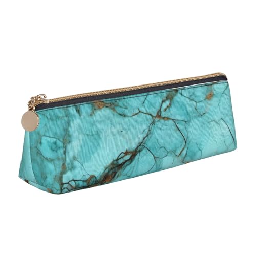 STVYUKL Federmäppchen mit türkisfarbenem Marmor, stilvolles Federmäppchen mit Reißverschluss, Kosmetiktasche aus Leder für Arbeit, Büro von STVYUKL