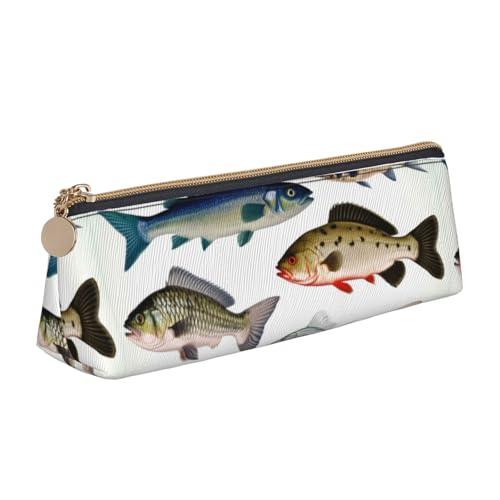 STVYUKL Federmäppchen mit verschiedenen Fischen, stilvolles Federmäppchen mit Reißverschluss, Kosmetiktasche aus Leder für Arbeit, Büro von STVYUKL