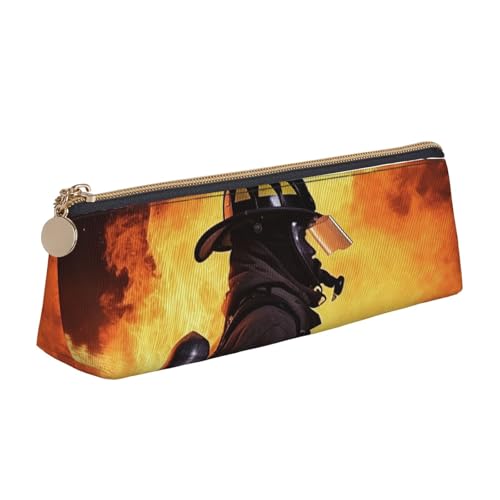 STVYUKL Feuerwehrmann Feuerwehrmann Federmäppchen, stilvolles Federmäppchen, schlankes Federmäppchen mit Reißverschluss, Kosmetiktasche aus Leder für Arbeit und Büro von STVYUKL