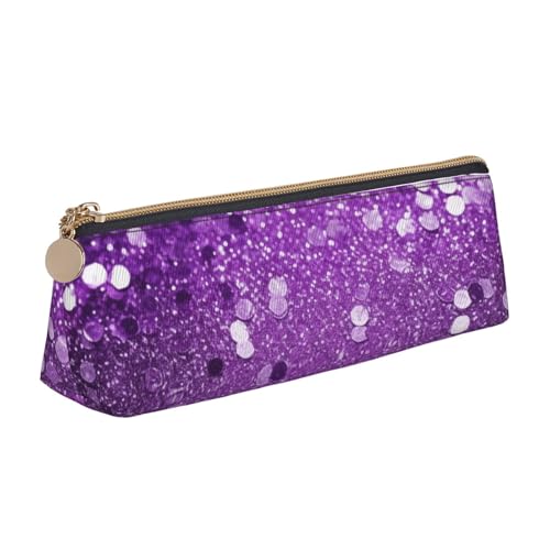 STVYUKL Glitzerndes lila Glitzer-Federmäppchen, stilvolles Federmäppchen mit Reißverschluss, Kosmetiktasche aus Leder für Arbeit, Büro von STVYUKL