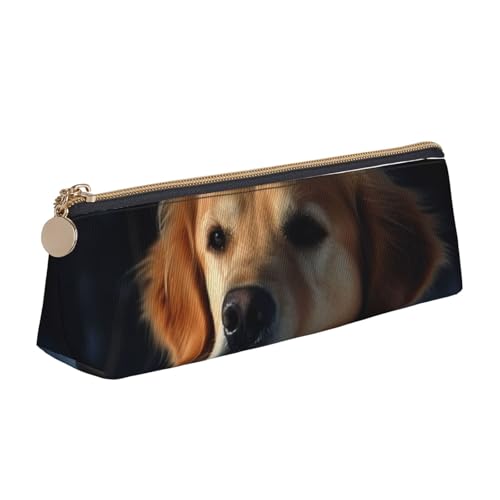 STVYUKL Golden Retriever Federmäppchen, stilvolles Federmäppchen, schlankes Federmäppchen mit Reißverschluss, Kosmetiktasche aus Leder für Arbeit, Büro von STVYUKL