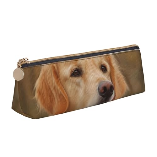 STVYUKL Golden Retriever Federmäppchen, stilvolles Federmäppchen, schlankes Federmäppchen mit Reißverschluss, Kosmetiktasche aus Leder für Arbeit, Büro von STVYUKL
