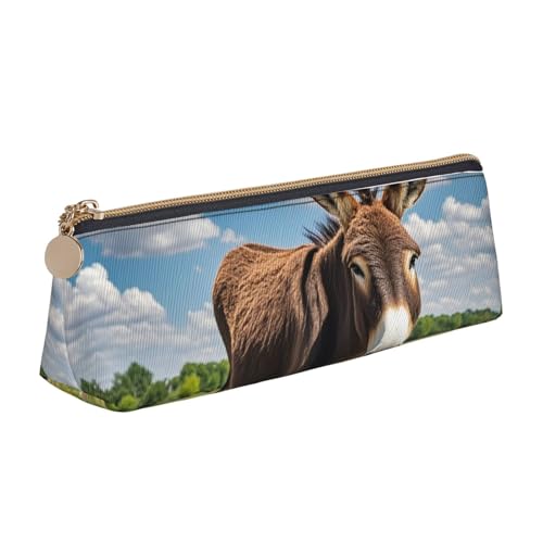 STVYUKL Halloween-Kürbis-Federmäppchen, stilvolles Federmäppchen, schlankes Federmäppchen mit Reißverschluss, Leder-Kosmetik-Make-up-Tasche für Arbeit, Büro, Lustiger Esel, Einheitsgröße von STVYUKL