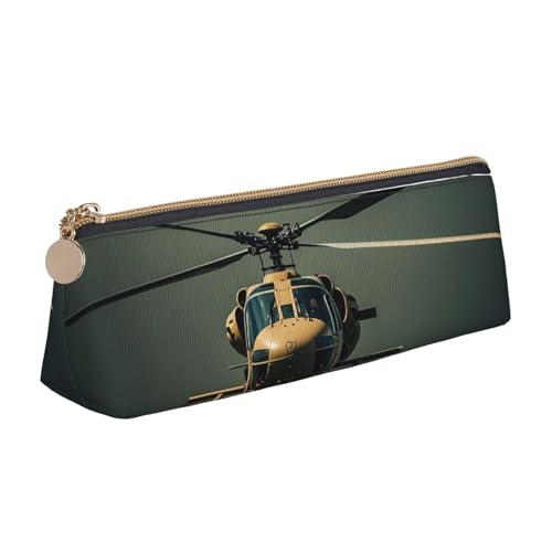 STVYUKL Helikopter-Federmäppchen, stilvolles Federmäppchen, schlankes Federmäppchen mit Reißverschluss, Leder-Kosmetik-Make-up-Tasche für Arbeit, Büro von STVYUKL