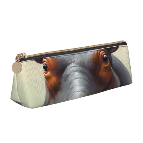 STVYUKL Hippo Federmäppchen, stilvolles Federmäppchen, schlankes Federmäppchen mit Reißverschluss, Kosmetiktasche aus Leder für Arbeit, Büro von STVYUKL