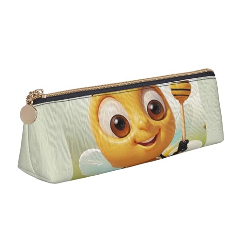STVYUKL Honey Bee Federmäppchen, stilvolles Federmäppchen, schlankes Federmäppchen mit Reißverschluss, Kosmetiktasche aus Leder für Arbeit, Büro von STVYUKL