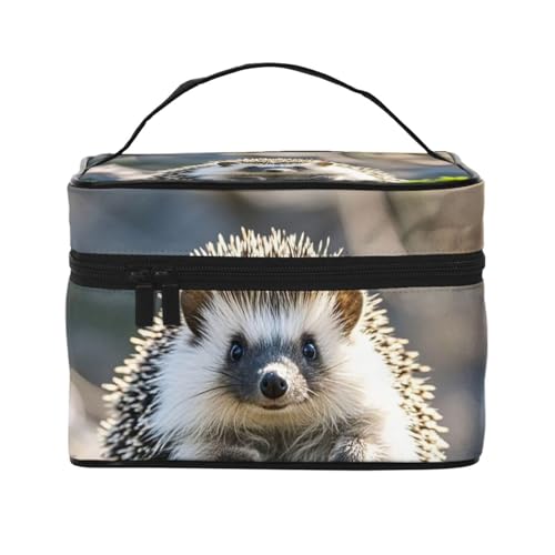 STVYUKL Igel sitzende Make-up-Tasche für Damen, wasserdicht, tragbar, Reise-Kosmetiktasche, großes Fassungsvermögen, Kulturbeutel mit Tragegriff oben, Make-up-Organizer von STVYUKL