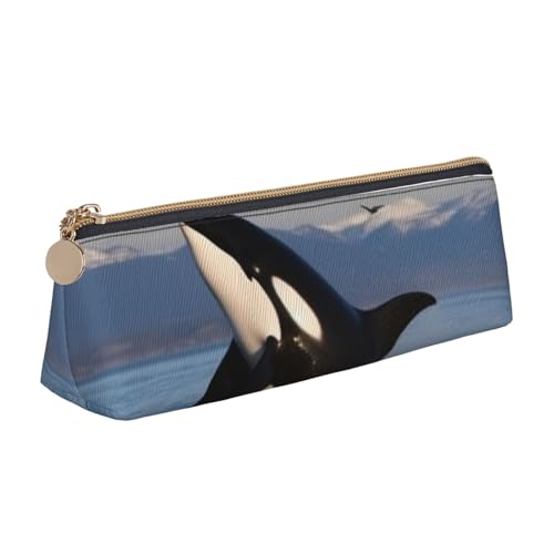 STVYUKL Killerwal Federmäppchen, stilvolles Federmäppchen, schlankes Federmäppchen mit Reißverschluss, Kosmetiktasche aus Leder für Arbeit, Büro von STVYUKL