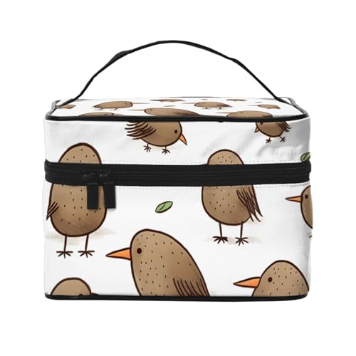 STVYUKL Kiwi Make-up-Tasche für Damen, niedlich, wasserdicht, tragbar, Reise-Kosmetiktasche, großes Fassungsvermögen, Kulturbeutel, Tragegriff oben, Reißverschluss, Make-up-Organizer von STVYUKL