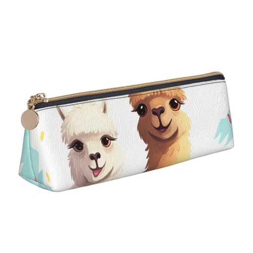 STVYUKL Lama Alpaka-Federmäppchen, stilvolles Federmäppchen, schlankes Federmäppchen mit Reißverschluss, Kosmetiktasche aus Leder für Arbeit, Büro von STVYUKL