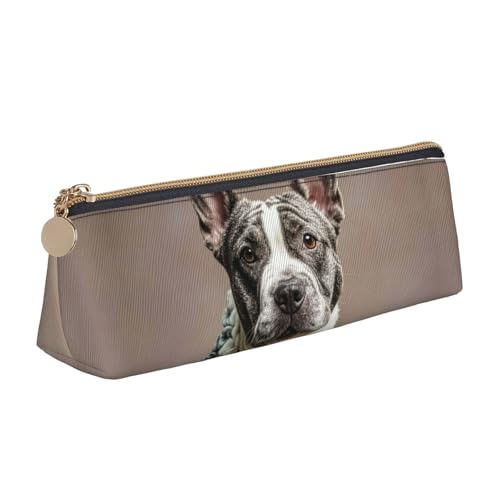 STVYUKL Lustiges Faultier-Federmäppchen, stilvolles Federmäppchen, schlankes Federmäppchen mit Reißverschluss, Leder-Kosmetik-Make-up-Tasche für Arbeit, Büro, Französischer Pudel, Einheitsgröße von STVYUKL