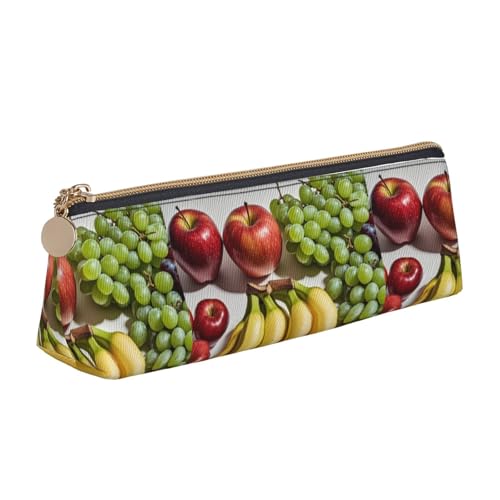 STVYUKL Lustiges Faultier-Federmäppchen, stilvolles Federmäppchen, schlankes Federmäppchen mit Reißverschluss, Leder-Kosmetik-Make-up-Tasche für Arbeit, Büro, Frische Früchte, Einheitsgröße von STVYUKL