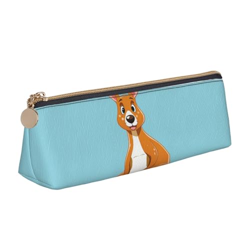 STVYUKL Lustiges Federmäppchen mit Cartoon-Känguru-Zoo-Design, stilvolles Federmäppchen, schlankes Federmäppchen mit Reißverschluss, Kosmetiktasche aus Leder für Arbeit, Büro von STVYUKL