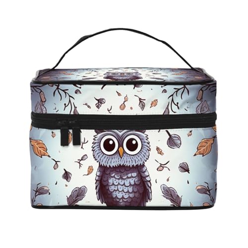 STVYUKL Make-up-Tasche für Damen, Eulen-Baumzweige, wasserdicht, tragbar, Reise-Kosmetiktasche, großes Fassungsvermögen, Kulturbeutel, Tragegriff oben, Reißverschluss, Make-up-Organizer von STVYUKL