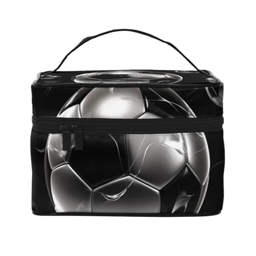 STVYUKL Make-up-Tasche für Damen, wasserdicht, tragbar, Reise-Kosmetiktasche, großes Fassungsvermögen, Kulturbeutel mit Tragegriff oben, Reißverschluss, Make-up-Organizer, Schwarz von STVYUKL