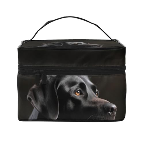 STVYUKL Make-up-Tasche für Damen, wasserdicht, tragbar, Reise-Kosmetiktasche, großes Fassungsvermögen, mit Tragegriff oben, Reißverschluss, Make-up-Organizer, Schwarz von STVYUKL