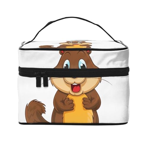 STVYUKL Make-up-Tasche mit Cartoon-Motiv für Damen, wasserdicht, tragbar, Reise-Kosmetiktasche, großes Fassungsvermögen, Kulturbeutel, Tragegriff oben, Reißverschluss, Make-up-Organizer von STVYUKL