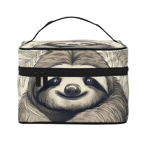 STVYUKL Make-up-Tasche mit Faultiermotiv für Damen, wasserdicht, tragbar, Reise-Kosmetiktasche, großes Fassungsvermögen, Kulturbeutel mit Tragegriff oben, mit Reißverschluss von STVYUKL