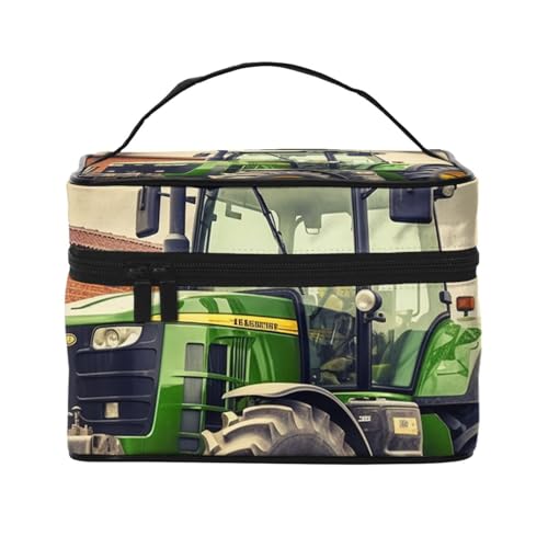 STVYUKL Make-up-Tasche mit Traktor-Motiv für Damen, wasserdicht, tragbar, Reise-Kosmetiktasche, große Kapazität, Kulturbeutel, Tragegriff oben, Reißverschluss, Make-up-Organizer von STVYUKL