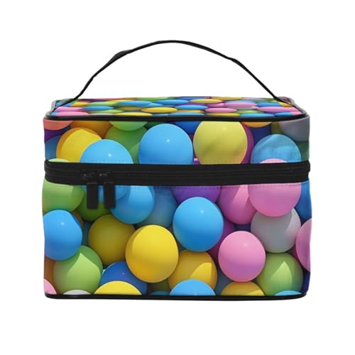 STVYUKL Make-up-Tasche mit bunten Kugeln, wasserdicht, tragbar, Reise-Kosmetiktasche, großes Fassungsvermögen, Kulturbeutel mit Tragegriff oben, Make-up-Organizer von STVYUKL