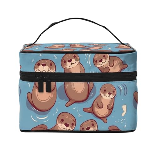 STVYUKL Make-up-Tasche mit süßem Tiermotiv, für Damen, wasserdicht, tragbar, Reise-Kosmetiktasche, großes Fassungsvermögen, mit Tragegriff oben, Reißverschluss, Make-up-Organizer von STVYUKL