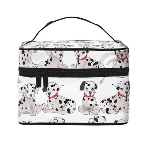 STVYUKL Niedliche Dalmatiner-Make-up-Tasche für Damen, wasserdicht, tragbar, Reise-Kosmetiktasche, großes Fassungsvermögen, Kulturbeutel mit Tragegriff oben, Make-up-Organizer von STVYUKL