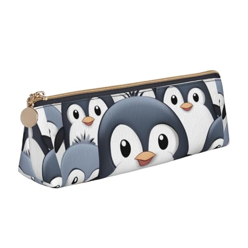 STVYUKL Niedliches Pinguin-Federmäppchen, stilvolles Federmäppchen, schlankes Federmäppchen mit Reißverschluss, Leder-Kosmetik-Make-up-Tasche für Arbeit, Büro von STVYUKL