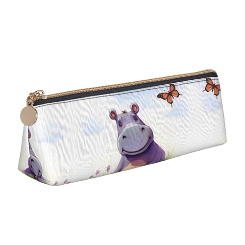 STVYUKL Niedliches Schnauzer-Federmäppchen, stilvolles Federmäppchen, schlankes Federmäppchen mit Reißverschluss, Kosmetiktasche aus Leder für Arbeit, Büro, Schmetterling und Nilpferd, Einheitsgröße STVYUKL Niedliches Schnauzer-Federmäppchen, stilvolles Federmäppchen, schlankes Federmäppchen mit Reißverschluss, Kosmetiktasche aus Leder für Arbeit, Büro, Schmetterling und Nilpferd, Einheitsgröße von STVYUKL