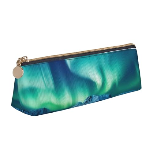 STVYUKL Northern Lights Federmäppchen, stilvolles Federmäppchen, schlankes Federmäppchen mit Reißverschluss, Kosmetiktasche aus Leder für Arbeit, Büro von STVYUKL