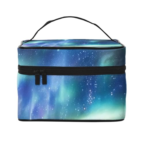 STVYUKL Northern Lights Make-up-Tasche für Damen, wasserdicht, tragbar, Reise-Kosmetiktasche, großes Fassungsvermögen, Kulturbeutel, Tragegriff oben, Reißverschluss, Make-up-Organizer von STVYUKL