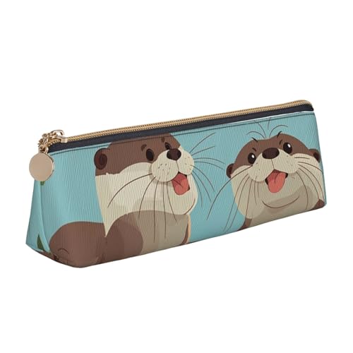 STVYUKL Otters Federmäppchen, stilvolles Federmäppchen, schlankes Federmäppchen mit Reißverschluss, Kosmetiktasche aus Leder für Arbeit, Büro von STVYUKL