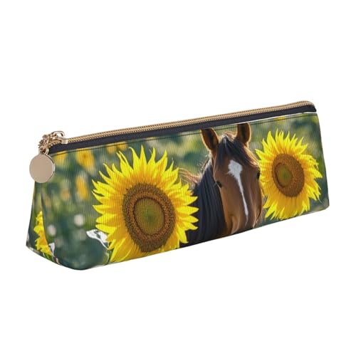 STVYUKL Pferdesattel mit Cowboyhut, Federmäppchen, stilvolles Federmäppchen, schlankes Federmäppchen mit Reißverschluss, Kosmetiktasche aus Leder für Arbeit, Büro, Pferd und Sonnenblume, Einheitsgröße STVYUKL Pferdesattel mit Cowboyhut, Federmäppchen, stilvolles Federmäppchen, schlankes Federmäppchen mit Reißverschluss, Kosmetiktasche aus Leder für Arbeit, Büro, Pferd und Sonnenblume, Einheitsgröße von STVYUKL