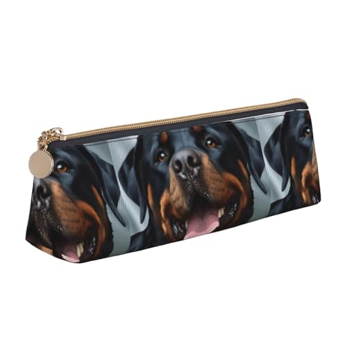 STVYUKL Rottweiler Federmäppchen mit Zungenkopf-Design, stilvolles Federmäppchen mit Reißverschluss, Kosmetiktasche aus Leder für Arbeit, Büro von STVYUKL