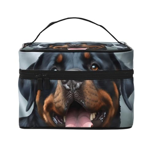 STVYUKL Rottweiler Make-up-Tasche für Damen, wasserdicht, tragbar, Reise-Kosmetiktasche, großes Fassungsvermögen, mit Tragegriff oben, Reißverschluss, Make-up-Organizer von STVYUKL