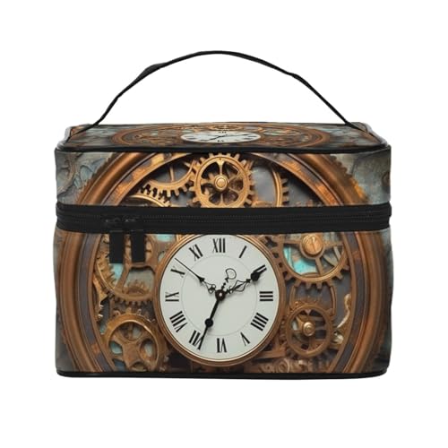 STVYUKL Rusty Steampunk-Make-up-Tasche für Damen, wasserdicht, tragbar, Reise-Kosmetiktasche, großes Fassungsvermögen, Kulturbeutel, Tragegriff oben, Reißverschluss, Make-up-Organizer von STVYUKL