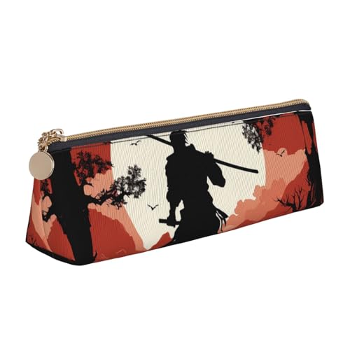 STVYUKL Samurai Federmäppchen, stilvolles Federmäppchen, schlankes Federmäppchen mit Reißverschluss, Kosmetiktasche aus Leder für Arbeit, Büro von STVYUKL