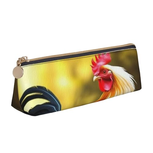 STVYUKL Schönes Federmäppchen mit Hahn-Motiv, stilvolles Federmäppchen mit Reißverschluss, Kosmetiktasche aus Leder für Arbeit, Büro von STVYUKL