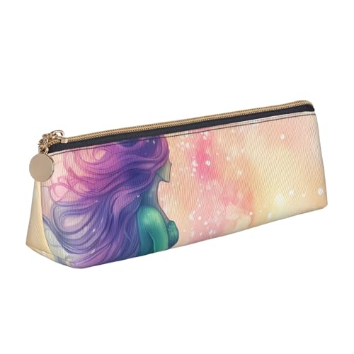 STVYUKL Schönes Federmäppchen mit Meerjungfrauenschwanz, stilvolles Federmäppchen mit Reißverschluss, Kosmetiktasche aus Leder für Arbeit, Büro von STVYUKL