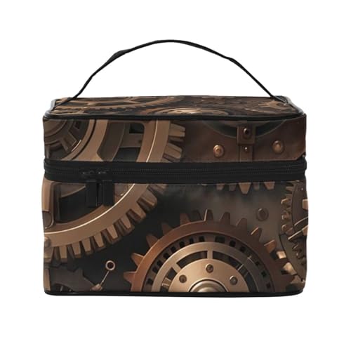 STVYUKL Steampunk Make-up-Tasche für Damen, wasserdicht, tragbar, Reise-Kosmetiktasche, großes Fassungsvermögen, Kulturbeutel mit Tragegriff oben, Reißverschluss, Make-up-Organizer von STVYUKL