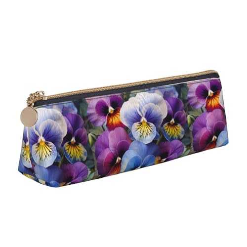 STVYUKL Stiefmütterchen Perfektion Federmäppchen, stilvolles Federmäppchen, schlankes Federmäppchen mit Reißverschluss, Kosmetiktasche aus Leder für Arbeit, Büro von STVYUKL