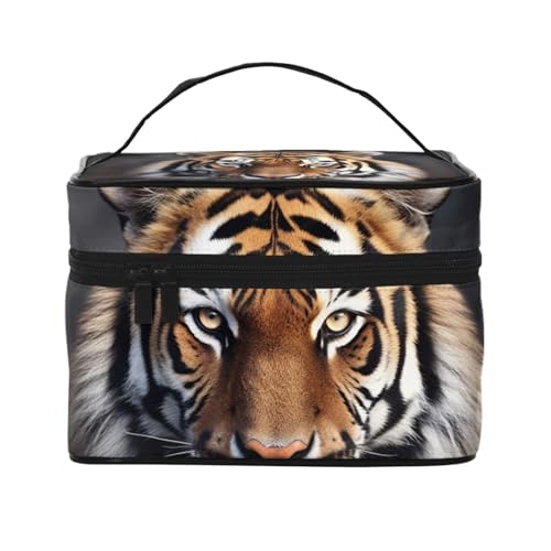 STVYUKL Tiger Make-up-Tasche für Damen, wasserdicht, tragbar, Reise-Kosmetiktasche, großes Fassungsvermögen, Kulturbeutel mit Tragegriff oben, Reißverschluss von STVYUKL