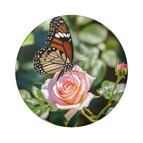 Schmetterlings- und Rosen-Knopfnadeln, 6,1 cm, rund, Metall, personalisierbar, für Bastelbedarf, Weihnachten, DIY-Projekte, 1 Stück von STVYUKL