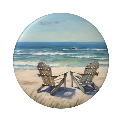 Strandszene mit Stühlen, 20 Stück, 6,1 cm runde Knopfabzeichen, Metall, personalisiertes Bild, Foto, Anstecknadel-Set für Bastelbedarf, Weihnachten, DIY-Projekte von STVYUKL