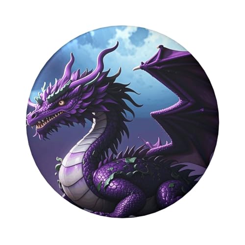 Violetter Drache, violetter Mond, 20 Stück, 6,1 cm runde Knopfabzeichen, Metall, personalisiertes Bild, Foto, Anstecknadel-Set für Bastelbedarf, Weihnachten, DIY-Projekte von STVYUKL