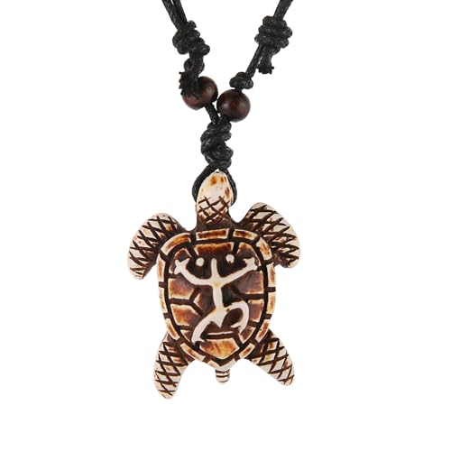 STWTR Hawaiianische Schildkröte Anhänger Halskette Herren Damen - Verstellbare Seil Surfer Halskette Handgefertigte Halskette, Kunststoff, Kein Edelstein von STWTR