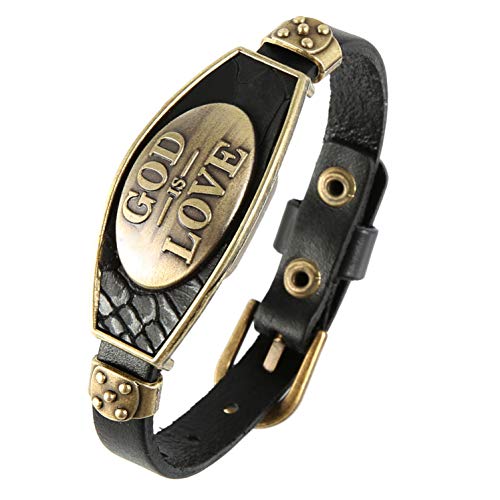 STWTR Punk Legierung Leder Armband Herren Mode Persönlichkeit Armband Armband Verstellbar Schwarz, 10 4 inch, Leder von STWTR