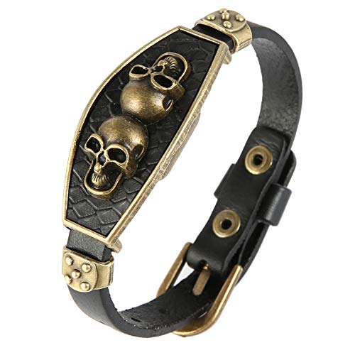 STWTR Punk Legierung Leder Armband Herren Mode Persönlichkeit Armband Armband Verstellbar Schwarz, 10 4 inch, Leder von STWTR